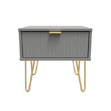 Linear Dust Grey 1 Drawer Bedside Cabinet with Gold Hairpin Legs