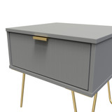 Linear Dust Grey 1 Drawer Bedside Cabinet with Gold Hairpin Legs