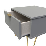 Linear Dust Grey 1 Drawer Bedside Cabinet with Gold Hairpin Legs