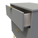 Linear Dust Grey 3 Drawer Midi Chest with Gold Hairpin Legs