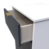 Linear Indigo and White 5 Drawer Bedside Cabinet with Gold Hairpin Legs