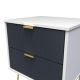 Linear Indigo and White 2 Drawer Bedside Cabinet with Hairpin Legs