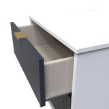 Linear Indigo and White 2 Drawer Bedside Cabinet with Hairpin Legs