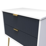 Linear Indigo and White 2 Drawer Midi Chest with Gold Hairpin Legs
