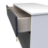 Linear Indigo and White 3 Drawer Chest with Gold Hairpin Legs