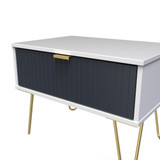 Linear Indigo and White 1 Drawer Midi Chest with Gold Hairpin Legs