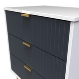 Linear Indigo and White 3 Drawer Midi Chest with Gold Hairpin Legs