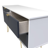 Linear Indigo and White 4 Drawer Bed Box with Gold Hairpin Legs