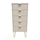 Linear Kashmir 5 Drawer Bedside Cabinet with Gold Hairpin Legs