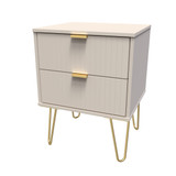 Linear Kashmir 2 Drawer Bedside Cabinet with Hairpin Legs