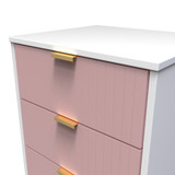 Linear Kobe Pink and White 5 Drawer Bedside Cabinet with Gold Hairpin Legs