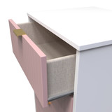 Linear Kobe Pink and White 5 Drawer Bedside Cabinet with Gold Hairpin Legs