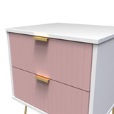 Linear Kobe Pink and White 2 Drawer Bedside Cabinet with Hairpin Legs