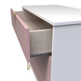 Linear Kobe Pink and White 3 Drawer Chest with Gold Hairpin Legs