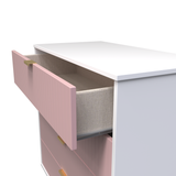 Linear Kobe Pink and White 4 Drawer Chest with Gold Hairpin Legs
