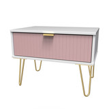 Linear Kobe Pink and White 1 Drawer Midi Chest with Gold Hairpin Legs