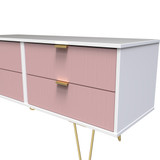 Linear Kobe Pink and White 4 Drawer Bed Box with Gold Hairpin Legs