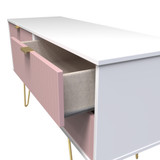 Linear Kobe Pink and White 4 Drawer Bed Box with Gold Hairpin Legs