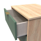 Linear Labrador Green and Bardolino 2 Drawer Bedside Cabinet with Hairpin Legs