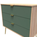 Linear Labrador Green and Bardolino 3 Drawer Chest with Gold Hairpin Legs