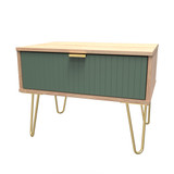 Linear Labrador Green and Bardolino 1 Drawer Midi Chest with Gold Hairpin Legs