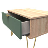 Linear Labrador Green and Bardolino 1 Drawer Midi Chest with Gold Hairpin Legs