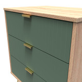 Linear Labrador Green and Bardolino 3 Drawer Midi Chest with Gold Hairpin Legs