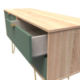 Linear Labrador Green and Bardolino 4 Drawer Bed Box with Gold Hairpin Legs