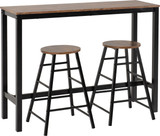 Athens Acacia and Black Breakfast Bar Set 