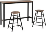 Athens Acacia and Black Breakfast Bar Set