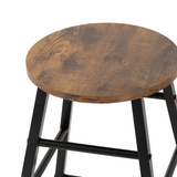 Pair of Athens Acacia and Black Bar Stools