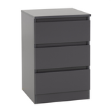 Malvern Grey 3 Drawer Bedside