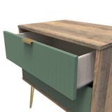 Linear Labrador Green and Vintage Oak 2 Drawer Midi Chest with Gold Hairpin Legs