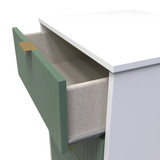 Linear Labrador Green and White 5 Drawer Bedside Cabinet with Gold Hairpin Legs