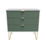 Linear Labrador Green and White 3 Drawer Chest with Gold Hairpin Legs