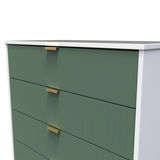 Linear Labrador Green and White 4 Drawer Chest with Gold Hairpin Legs