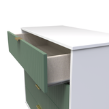 Linear Labrador Green and White 4 Drawer Chest with Gold Hairpin Legs