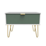 Linear Labrador Green and White 1 Drawer Midi Chest with Gold Hairpin Legs