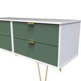 Linear Labrador Green and White 4 Drawer Bed Box with Gold Hairpin Legs