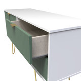 Linear Labrador Green and White 4 Drawer Bed Box with Gold Hairpin Legs