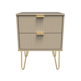 Linear Mushroom 2 Drawer Bedside Cabinet with Hairpin Legs