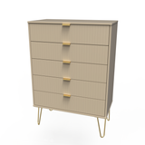 Linear Mushroom 5 Drawer Chest with Gold Hairpin Legs