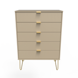 Linear Mushroom 5 Drawer Chest with Gold Hairpin Legs