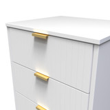 Linear White 5 Drawer Bedside Cabinet with Gold Hairpin Legs