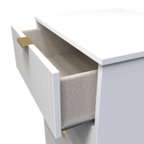 Linear White 5 Drawer Bedside Cabinet with Gold Hairpin Legs