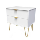 Linear White 2 Drawer Midi Chest with Gold Hairpin LegsLinear White 2 Drawer Midi Chest with Gold Hairpin Legs