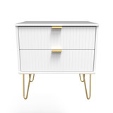 Linear White 2 Drawer Midi Chest with Gold Hairpin Legs