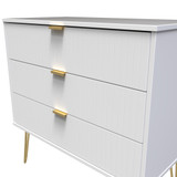 Linear White 3 Drawer Chest with Gold Hairpin Legs