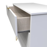 Linear White 3 Drawer Chest with Gold Hairpin Legs