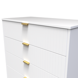 Linear White 5 Drawer Chest with Gold Hairpin Legs